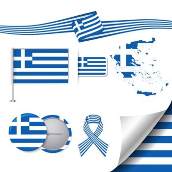 Free Vector | Stationery elements collection with the flag of greece design