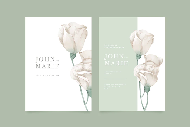 Free Vector | Template wedding invitation with big flower