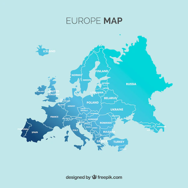 Free Vector | Map of europe with colors in flat style