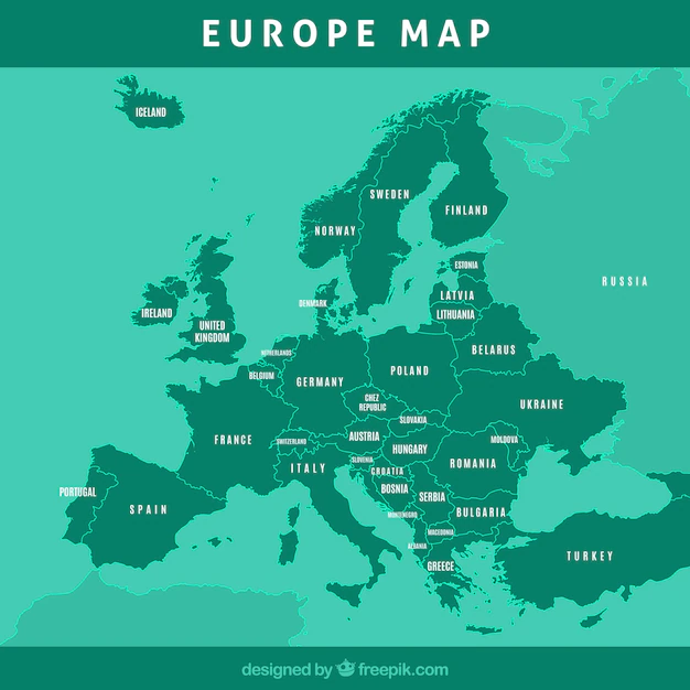 Free Vector | Map of europe with colors in flat style