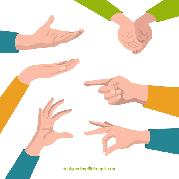 Free Vector | Hands collection with different poses in flat syle