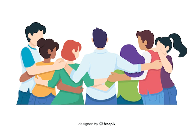 Free Vector | Flat youth people hugging together