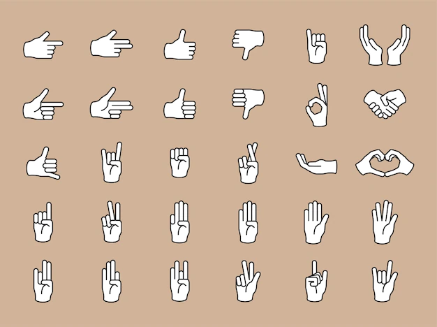 Free Vector | Illustration of hands gesture set in thin line