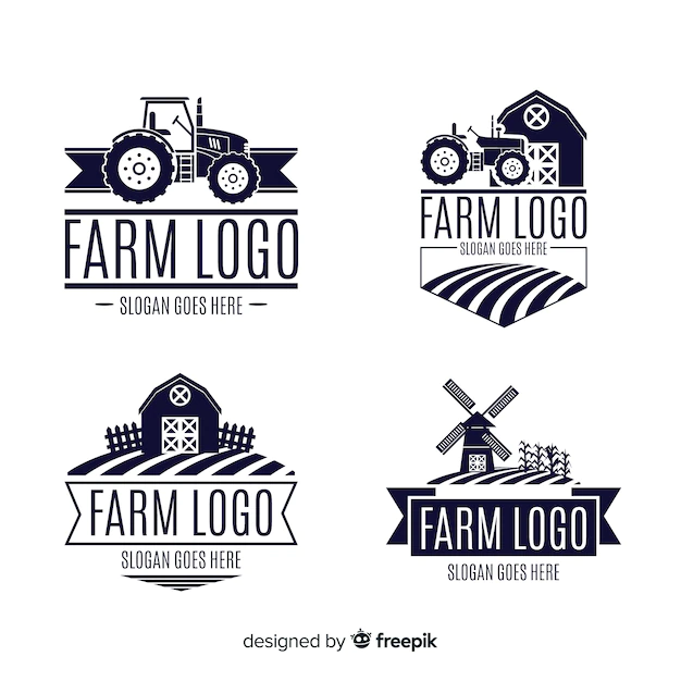 Free Vector | Flat farm logo collection
