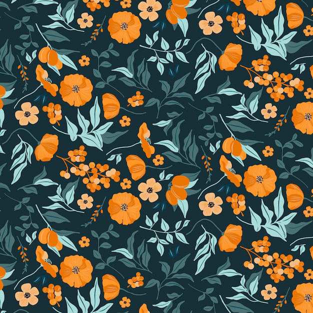 Free Vector | Hand drawn floral pattern in peach tones
