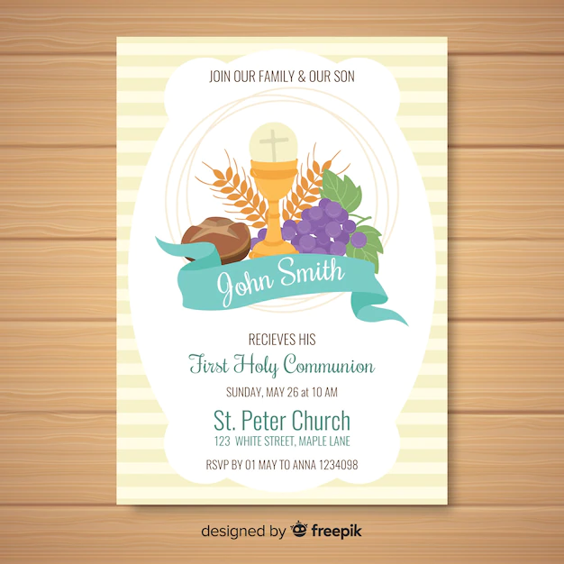 Free Vector | First communion invitation template