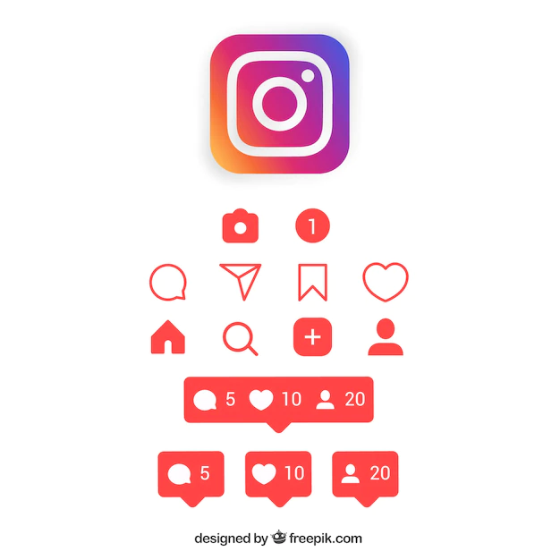 Free Vector | Flat instagram icons and notifications set