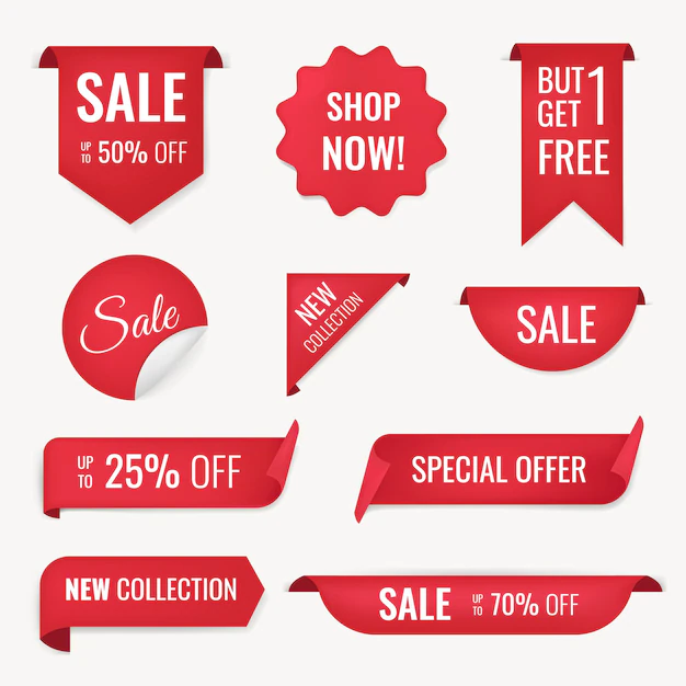 Free Vector | Sale banner sticker, blank vector shopping clipart set