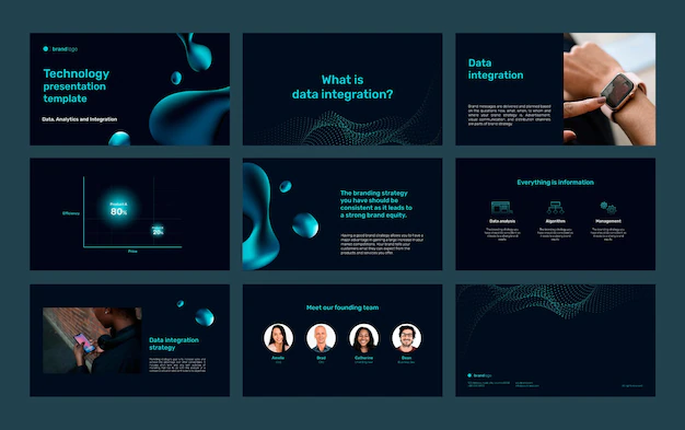 Free Vector | Editable technology  presentation template set