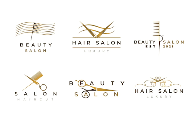 Free Vector | Luxury hair salon logo set