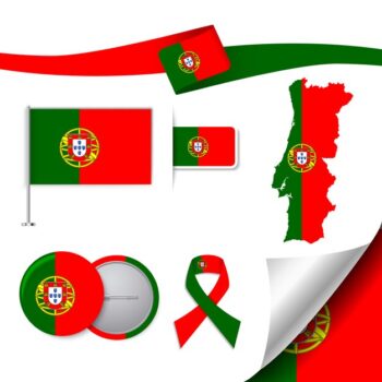 Free Vector | Stationery elements collection with the flag of portugal design