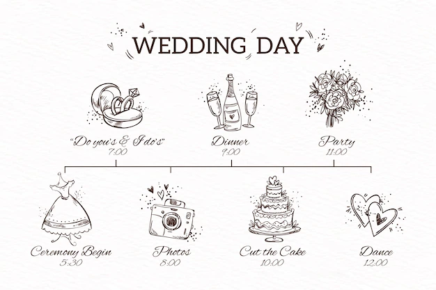 Free Vector | Hand drawn wedding timeline