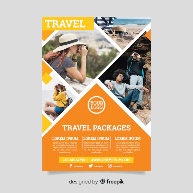 Free Vector | Travel flyer template with photo