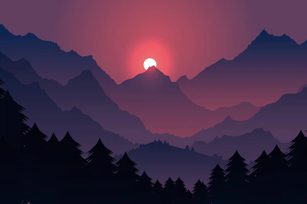 Free Vector | Gradient mountain landscape