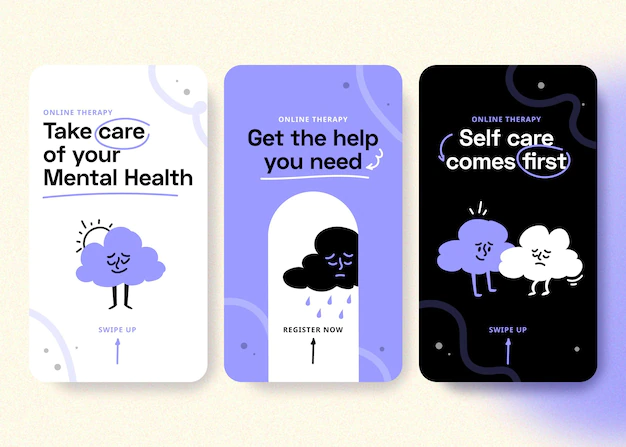 Free Vector | Hand drawn mental health instagram stories collection