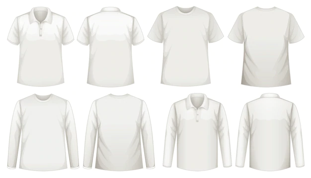 Free Vector | Set of different types of shirt in same color