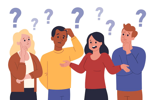 Free Vector | Different people asking questions