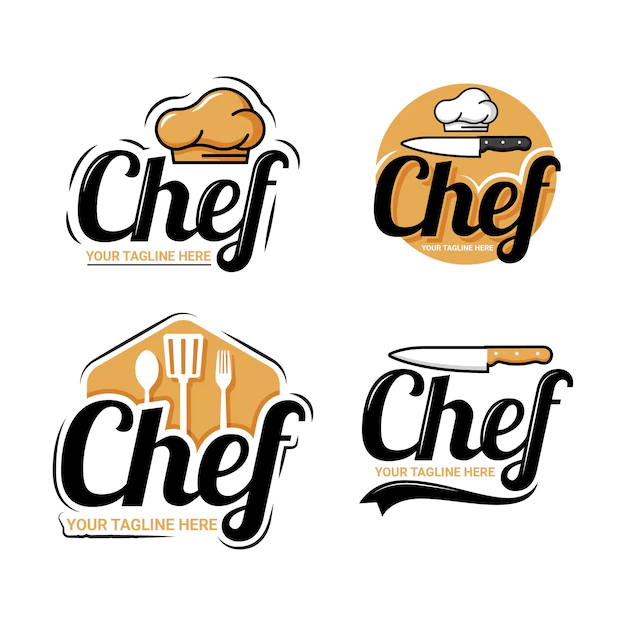 Free Vector | Flat chef logo template collection