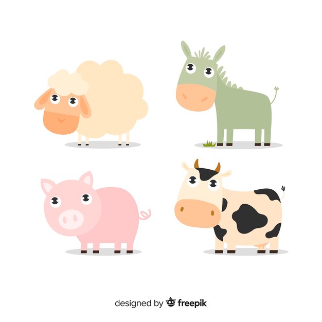 Free Vector | Flat design farm animal collection