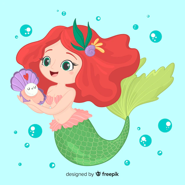 Free Vector | Hand drawn smiling mermaid character
