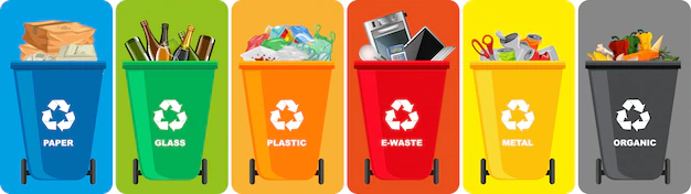 Free Vector | Colorful recycle bins with recycle symbol isolated