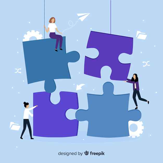 Free Vector | People connecting puzzle pieces background