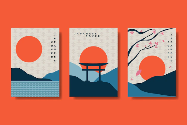 Free Vector | Minimalist japanese cover collection