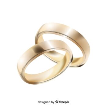 Free Vector | Realistic pair of golden wedding rings
