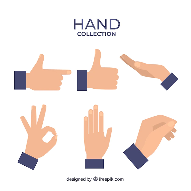 Free Vector | Hands collection with different poses in flat style
