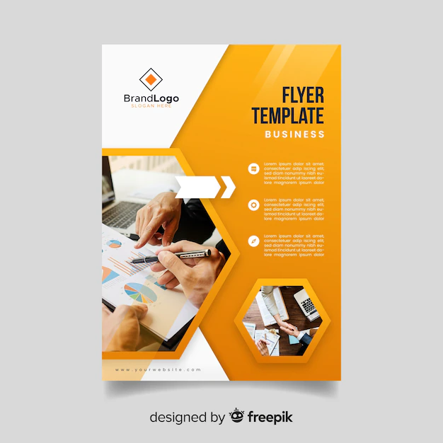 Free Vector | Business flyer template with photo