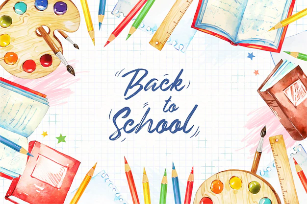 Free Vector | Watercolor back to school background
