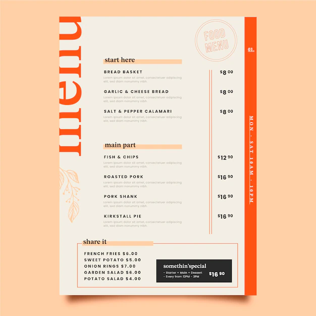 Free Vector | Beautiful food menu design template