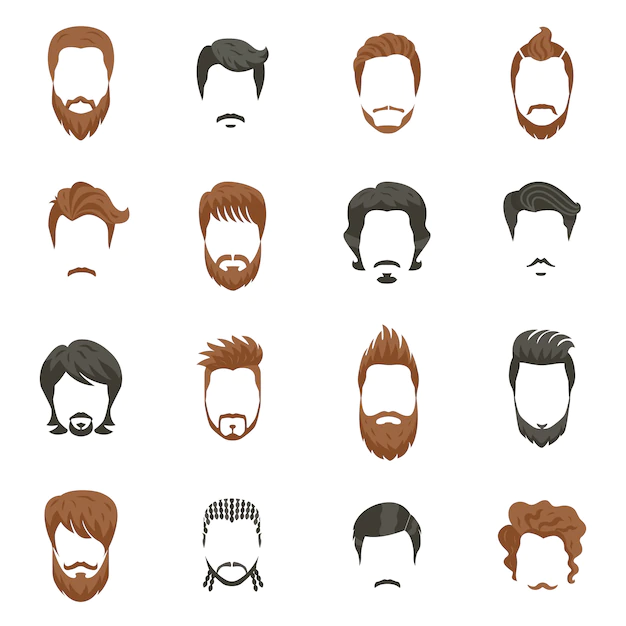 Free Vector | Men hairstyle icons set