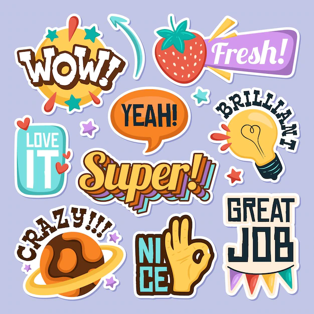 Free Vector | Great job and good job sticker collection