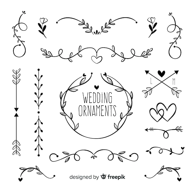 Free Vector | Hand drawn wedding ornament collection