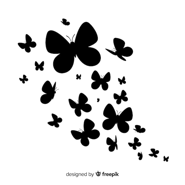 Free Vector | Butterfly swarm silhouette background