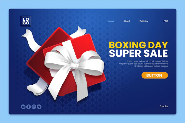 Free Vector | Realistic boxing day sale landing page template