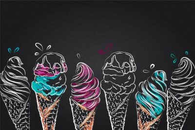 Free Vector | Engraving hand drawn ice cream blackboard background