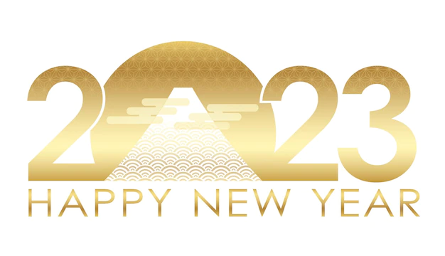 Free Vector | The year 2023 new year's greeting symbol with mt fuji vector illustration