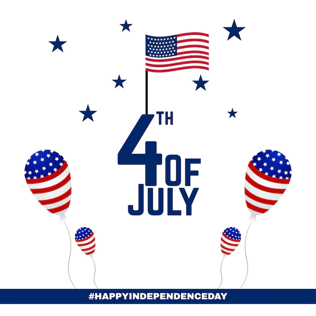 Free Vector | Happy usa independence day blue red white background social media design banner free vector