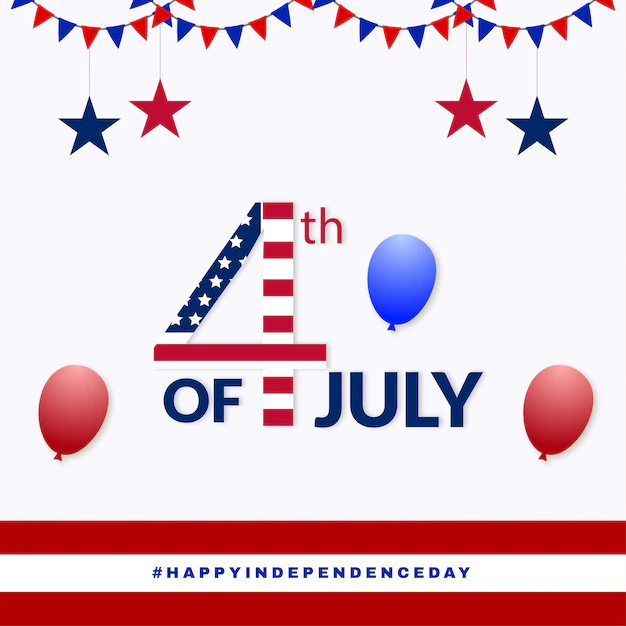 Free Vector | Happy usa independence day red blue white background social media design banner free vector