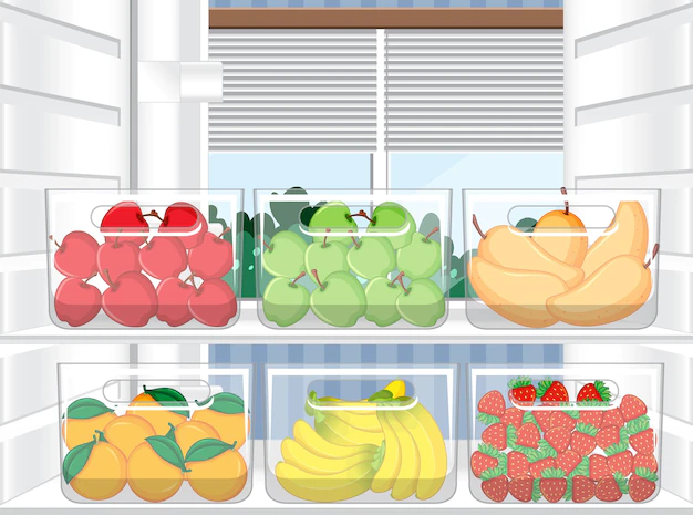 Free Vector | Inside of refrigerator with foods