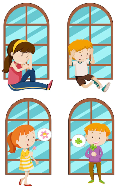 Free Vector | Set of simple kids cartoon characters