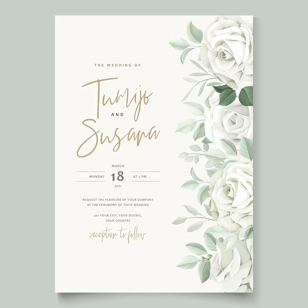 Free Vector | Beautiful roses invitation card template