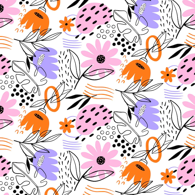 Free Vector | Organic flat abstract floral pattern