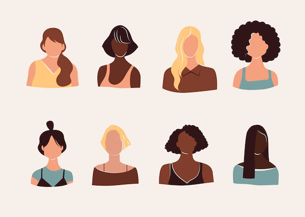 Free Vector | Abstract hand drawn women portrait collection