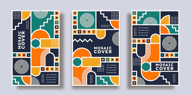 Free Vector | Flat mosaic covers collection