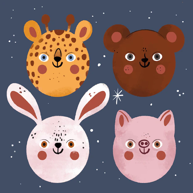 Free Vector | Hand drawn face animals collection