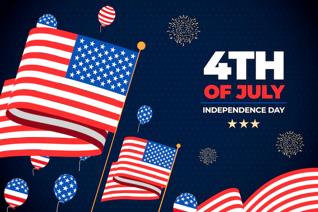 Free Vector | Hand drawn 4th of july background with flags