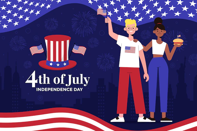 Free Vector | Hand drawn 4th of july background with hat